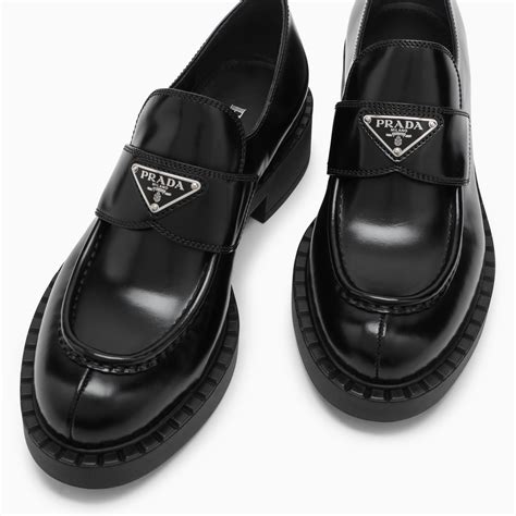 prada chocolate sharp brushed leather loafers|Prada suede loafer.